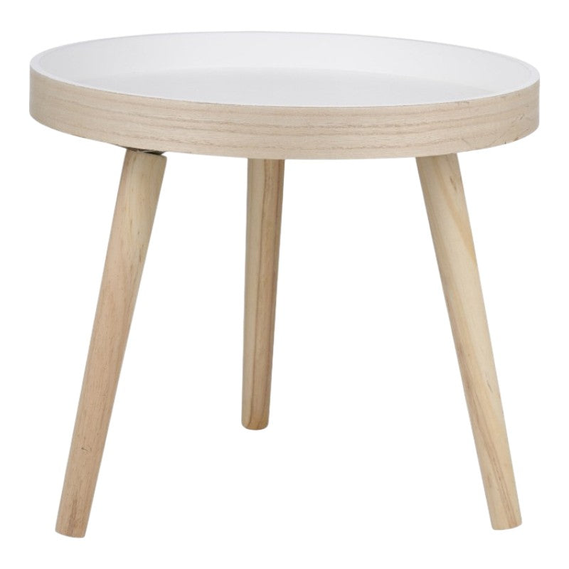 Arti Casa - Round coffee table for living room 40x36 cm (White / Wood) (2)