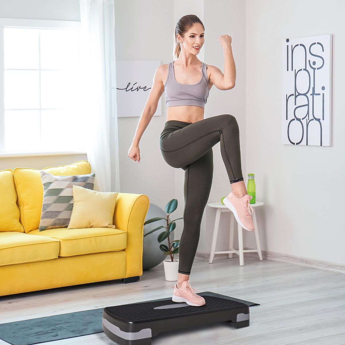 Aerobic Step Platform 2-Level Height Adjustable 10-15cm, Non-Slip Fitness Stepper, Mini Step Board for Home (2)