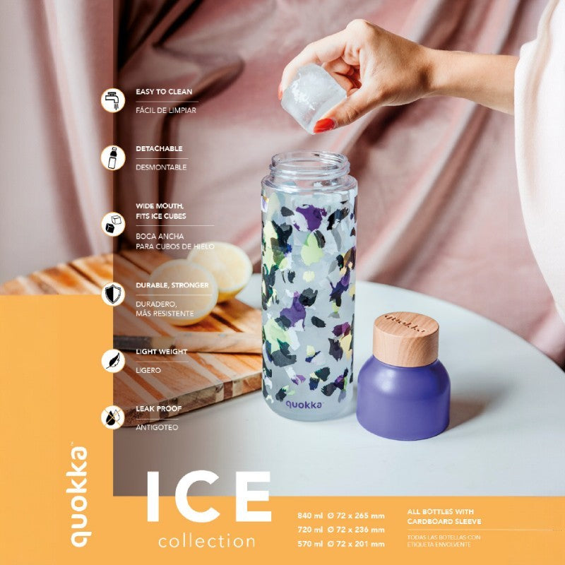 Quokka Ice - ecozen water bottle 570 ml (pink flowers) (2)