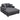 Chaise Longue 2-Seater Large Sofa Bed 134 x 151 cm with Cup Holder for Living Room, Gray