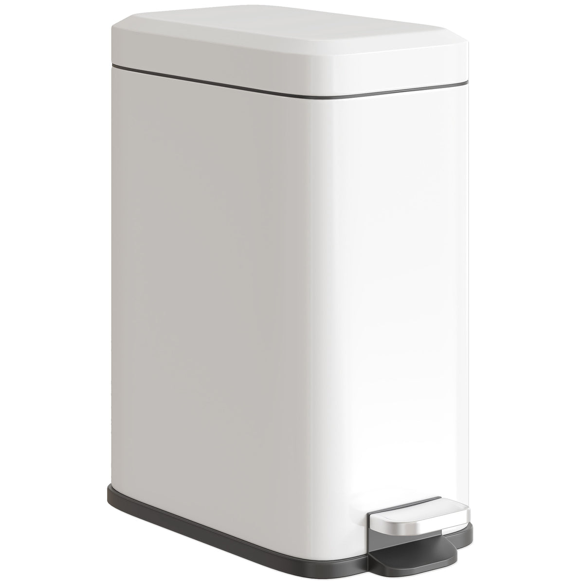Metal trash can, waste bin, 5 L capacity, with foot pedal, with inner bucket, white