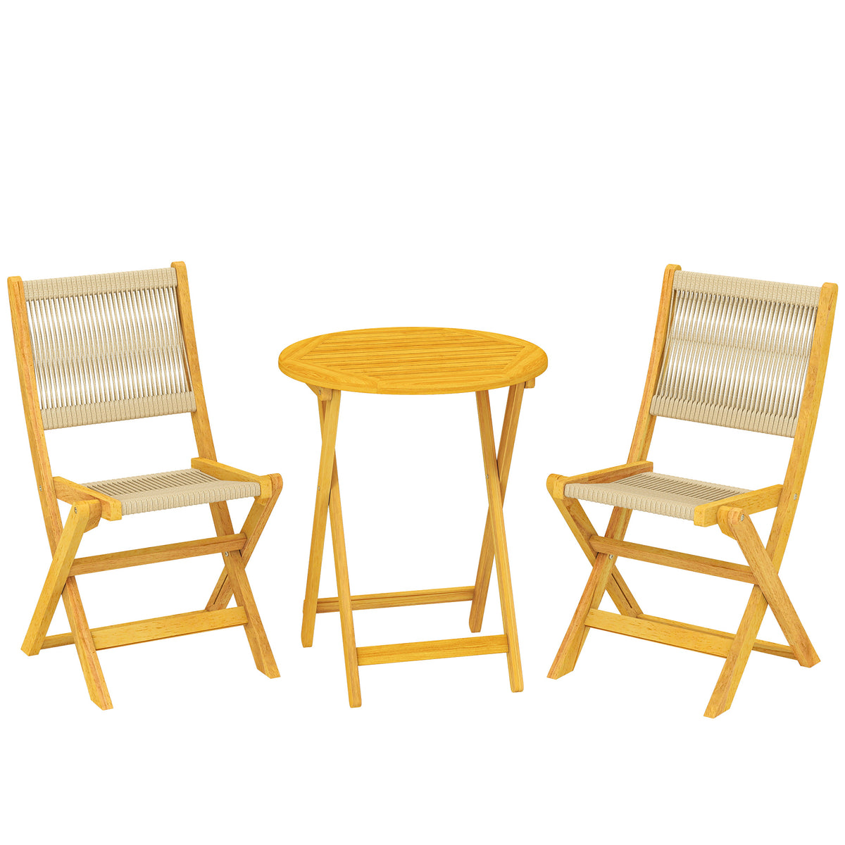 3-piece balcony furniture set, polyrattan wood, foldable garden furniture set with table and 2 chairs