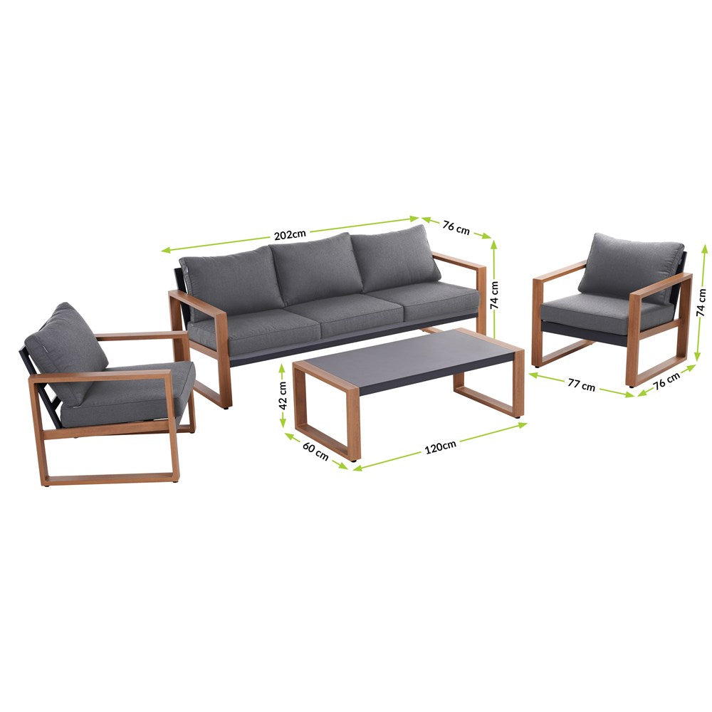 Gartenmöbelset DUISBURG Sofa Sessel Tisch ANTHRAZIT / BRAUN – Produktabbildung 13