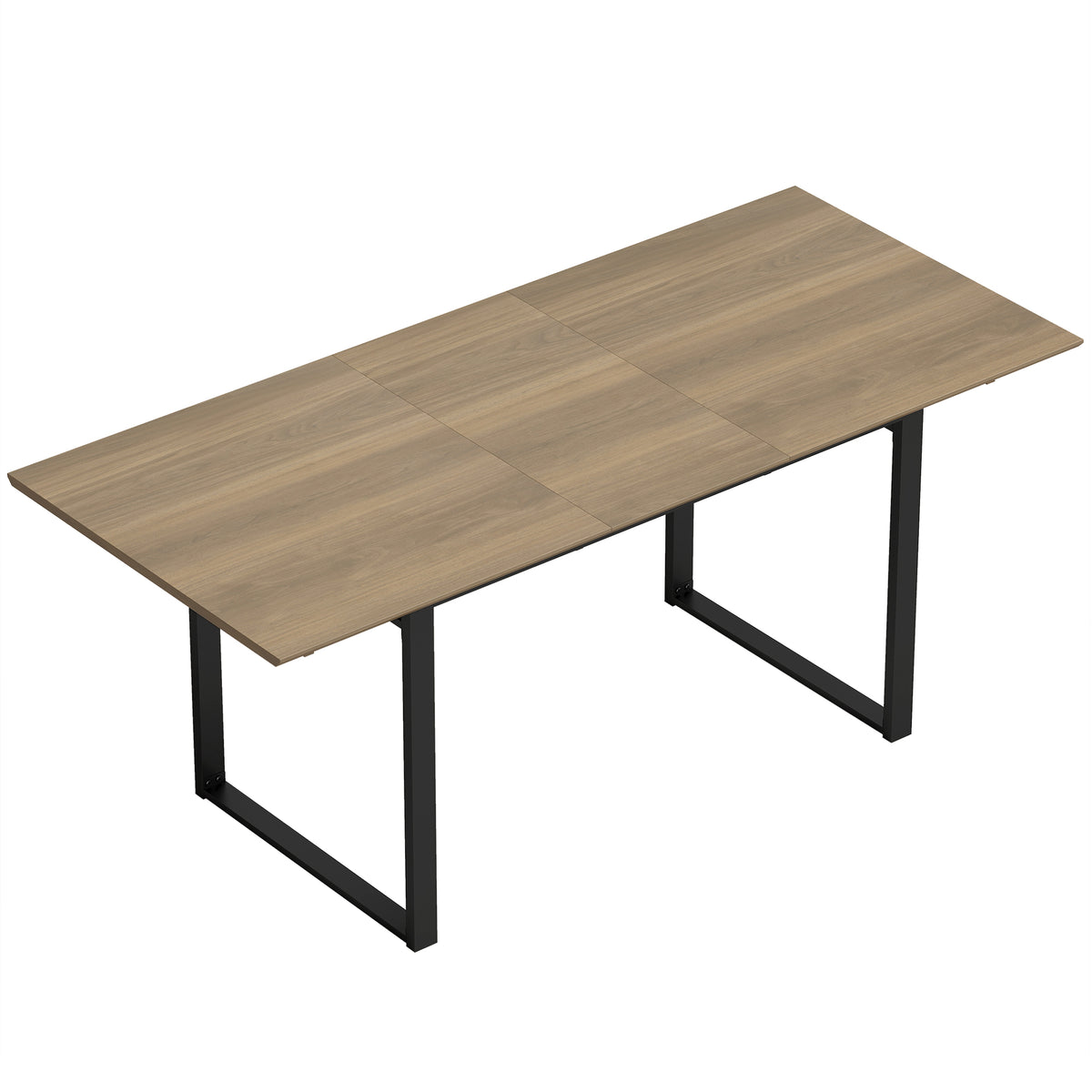 Extendable dining table 140-180 cm for 6-8 people, rectangular in industrial design with steel frame, brown