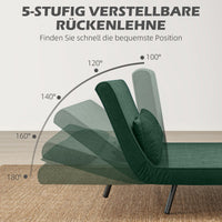 Sofa bed, 2-seater sofa, velvet sofa, sleeping function, incl. 2 cushions, velvet look, nature + green (5)