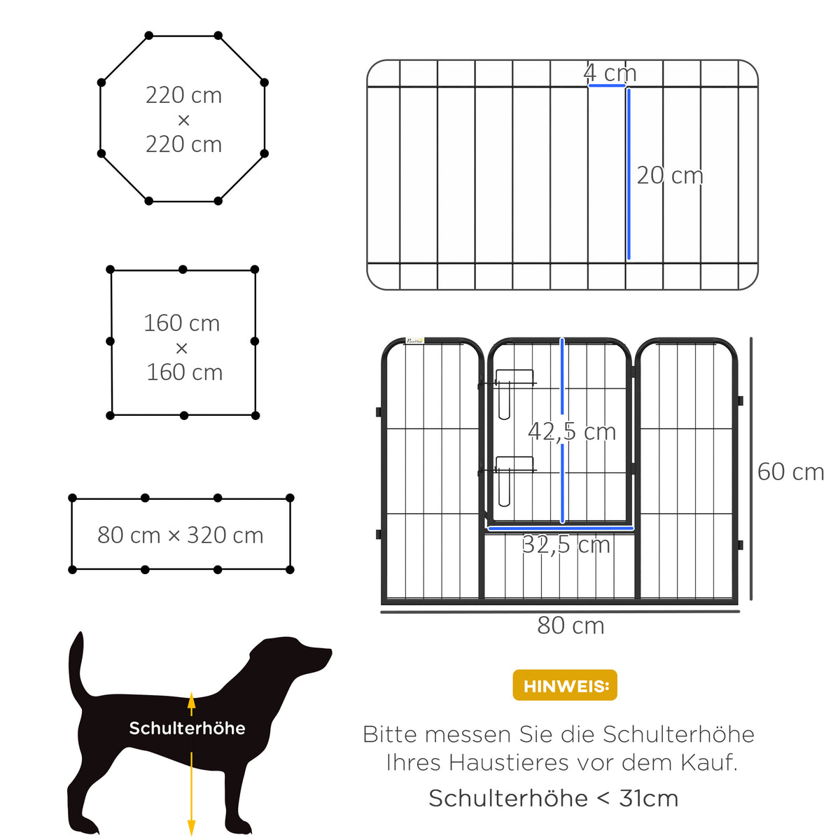 Puppy playpen, puppy enclosure, pet enclosure, foldable, lockable door, weather-resistant, 8 panels, black (3)