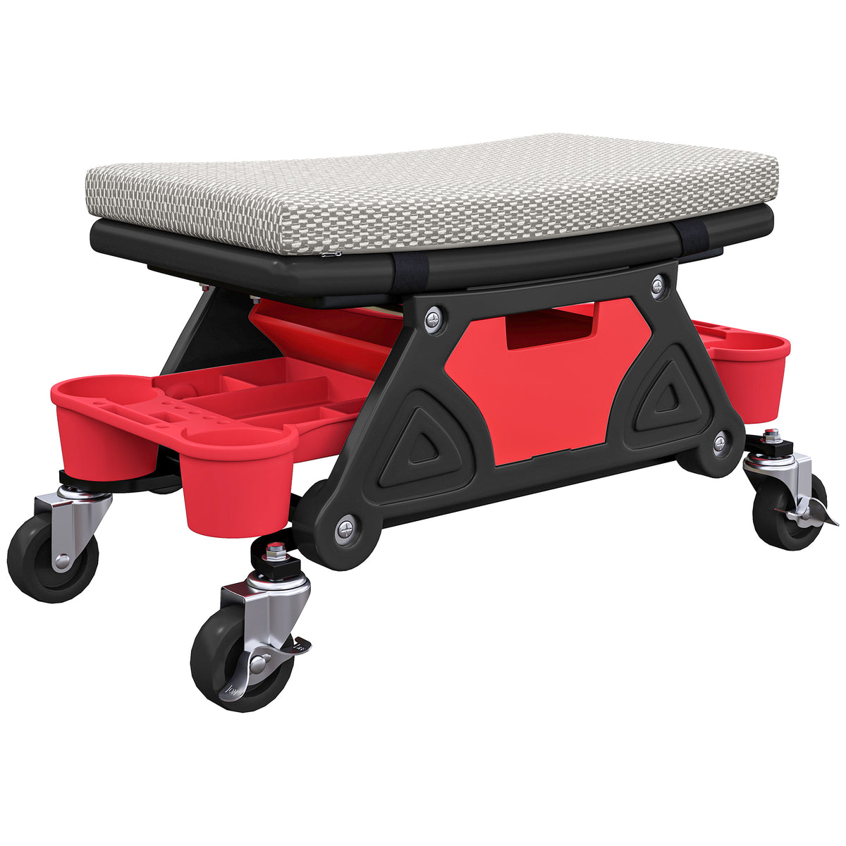 Workshop stool with castors, storage shelf, 35 cm high, rolling stool, load capacity up to 135 kg, grey
