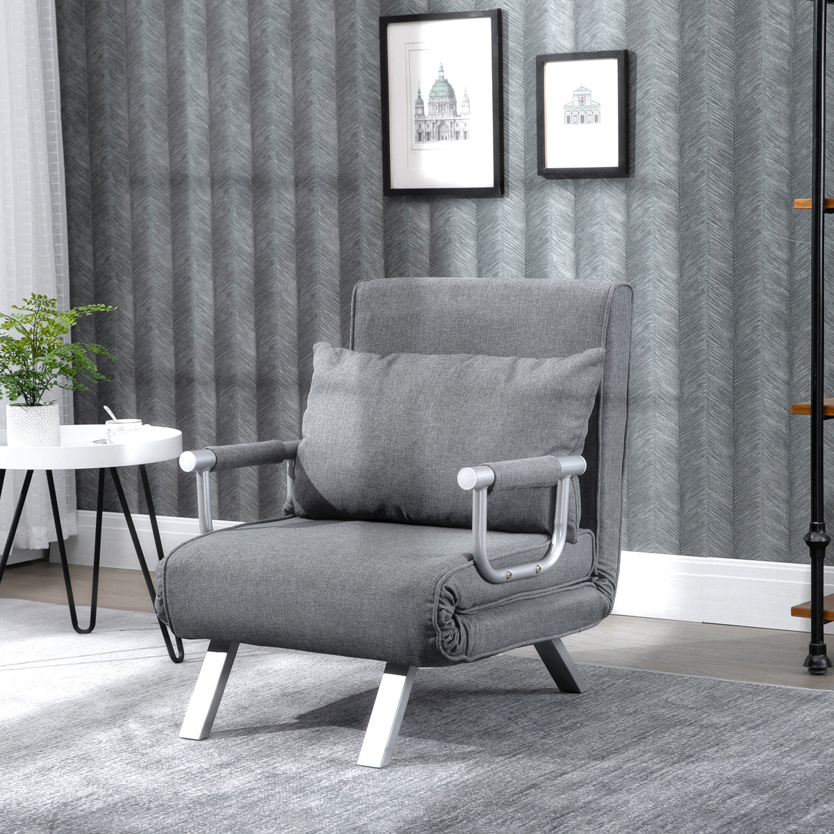 3-in-1 Folding Sleeper Chair, Sofa Bed with Bed Function, Adjustable Backrest, Pillow, Guest Bed in Linen Look (2)