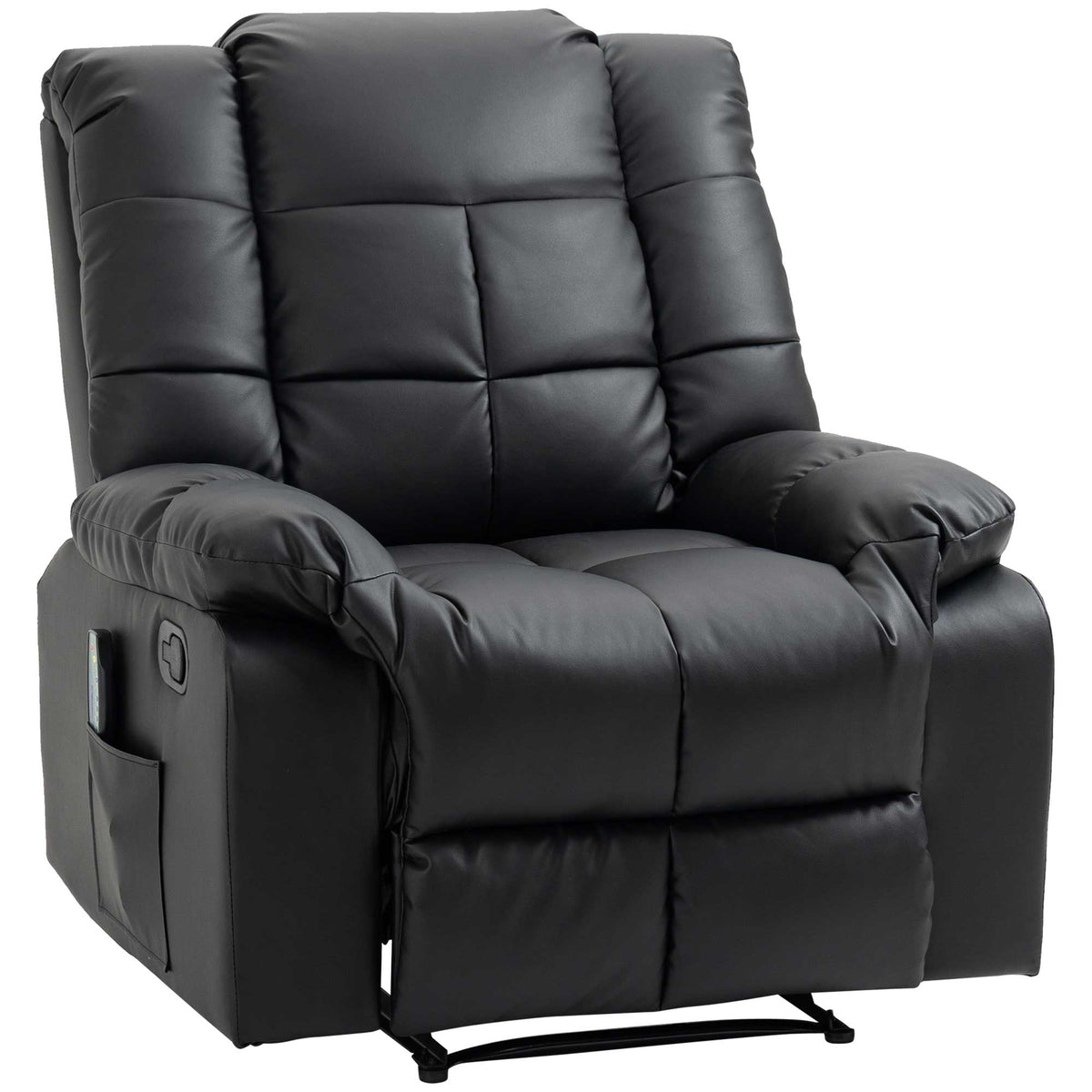 Massage chair, recliner, 8 vibration points, reclining function, faux leather, black, 94x99x99cm