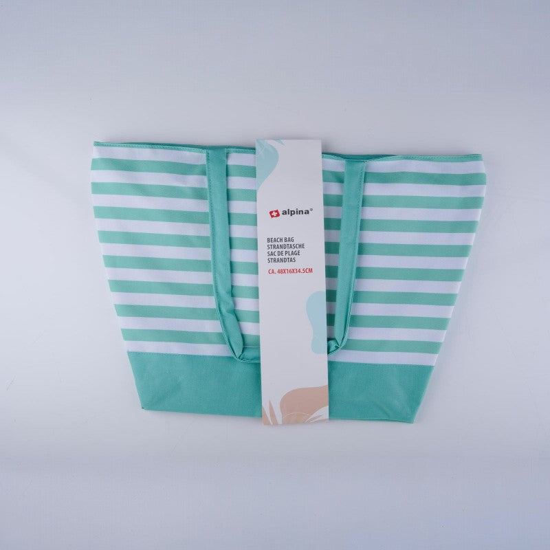 Alpina - Striped beach bag 49.3x16x34 cm (Turquoise / White) (2)