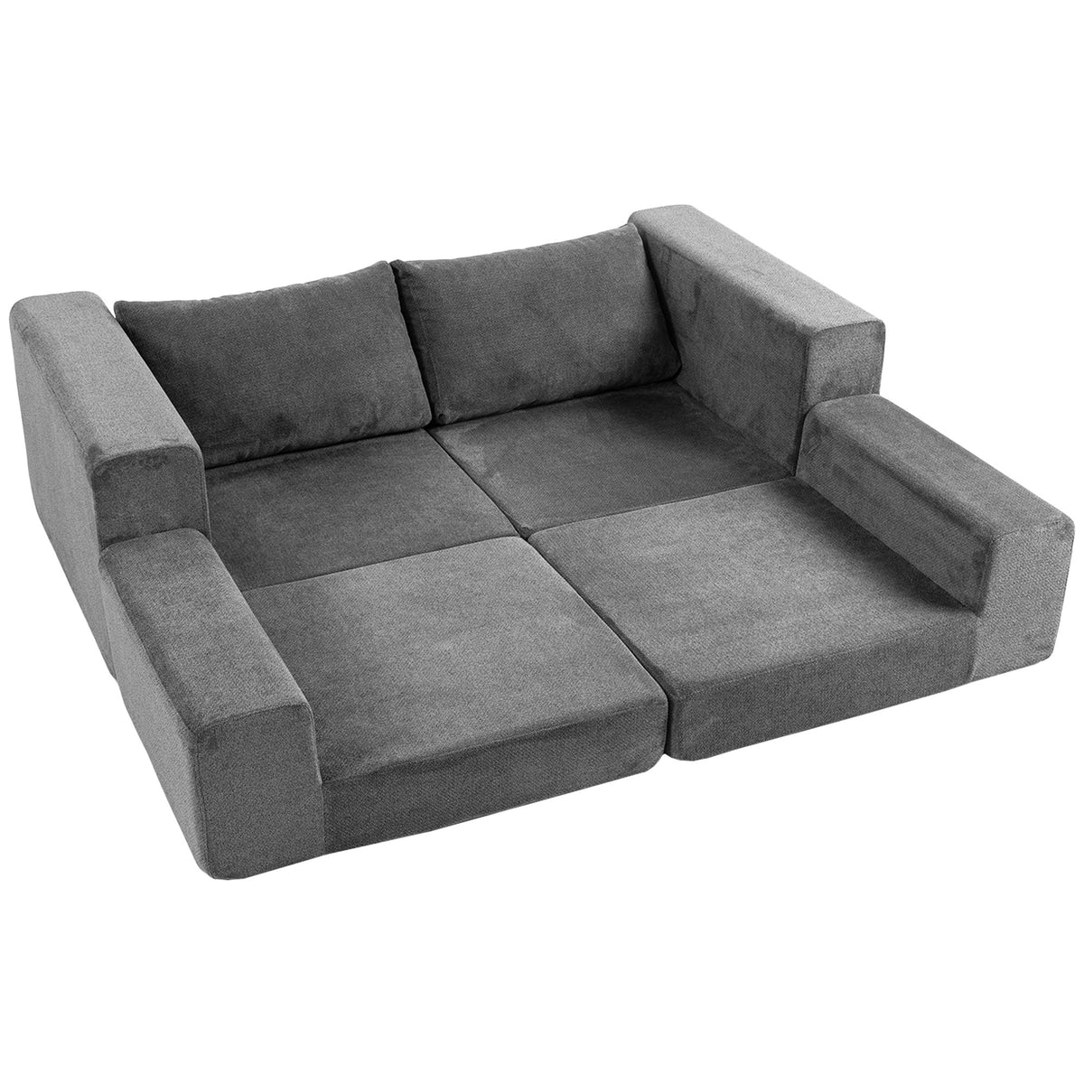 4-in-1 sofa bed, pull-out sleeper function, folding sofa with cushion, 2-seater, grey