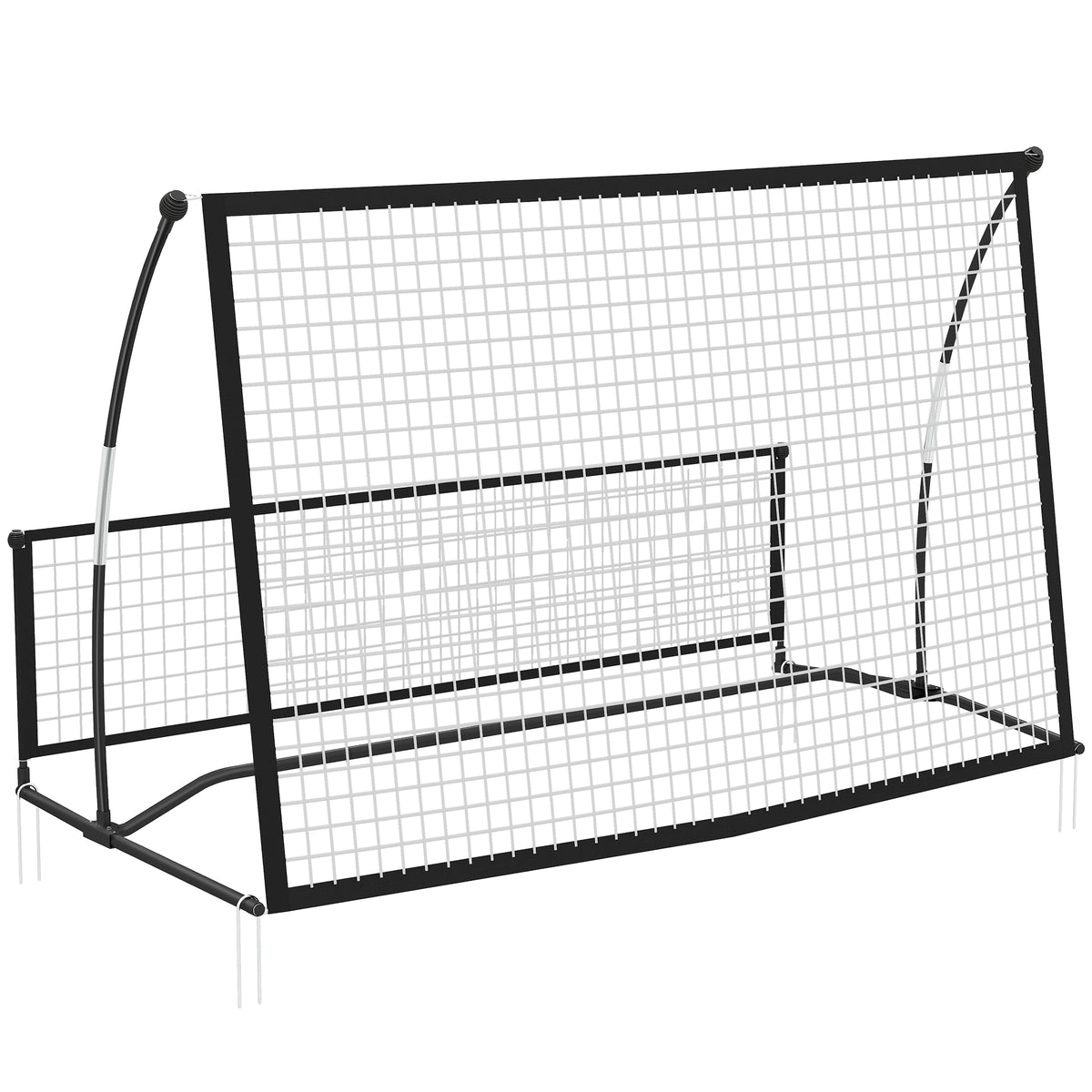 Football Rebounder, 2-in-1 Double-Sided Foldable Rebound Wall with Rebound Net, 200 x 94cm, Black