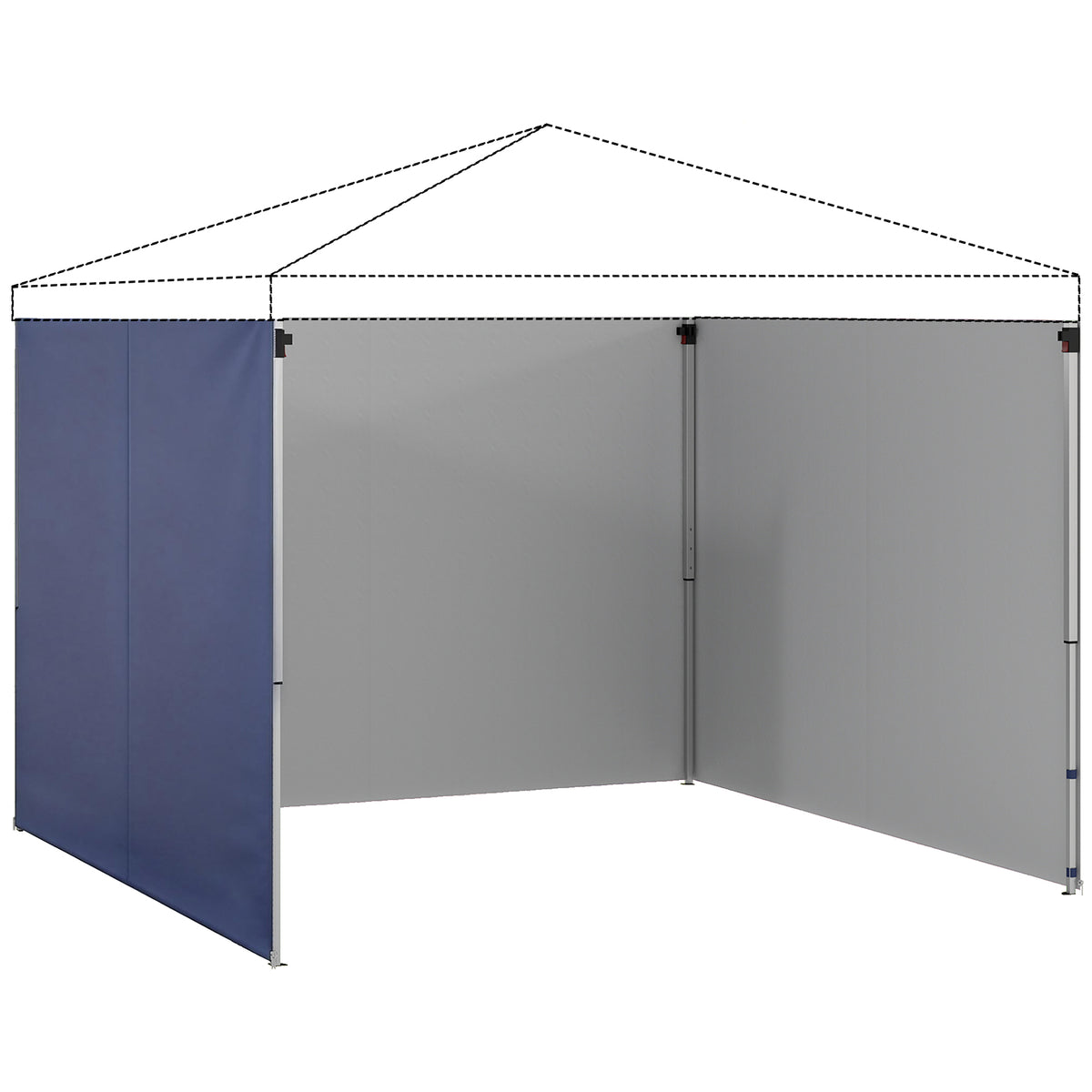 3-piece set of side panels with zipper for 3 x 3 m gazebo, dark blue