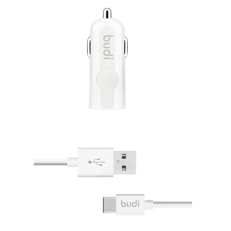 Budi - USB car charger + USB-C cable (white)