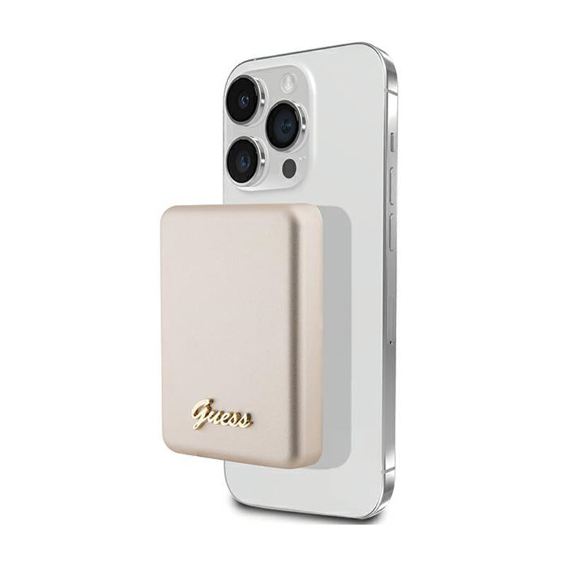 Guess Metal Script Logo MagSafe - induction power bank 3000 mAh 5W MagSafe (gold)