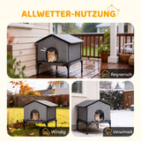 Foldable cat house, cat hut with cushion, elevated water-resistant cat cave 62 x 58.5 x 60 cm, grey (5)