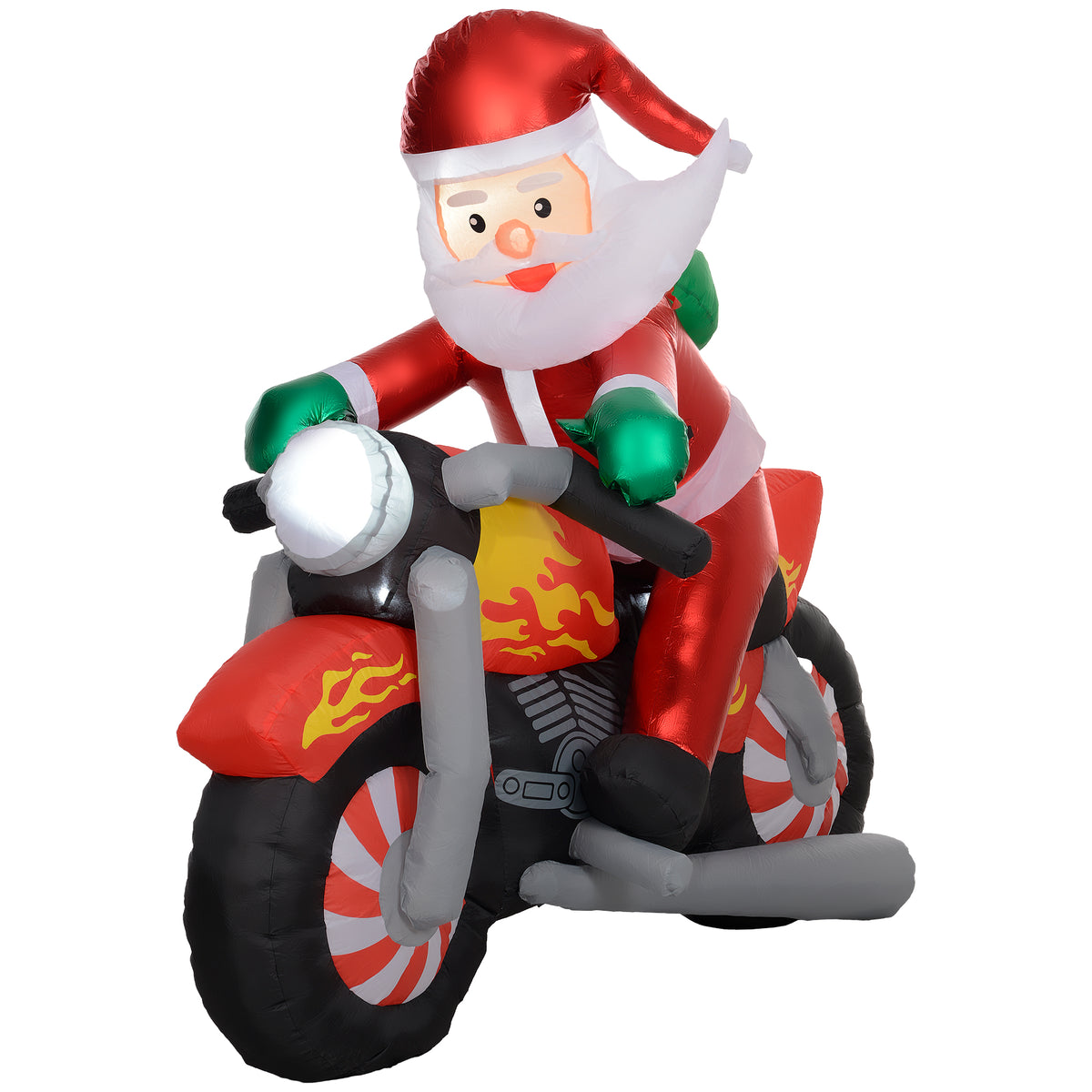 Santa Claus on motorcycle, garden decoration, LEDs, inflatable, weather-resistant, 180 x 95 x 170 cm