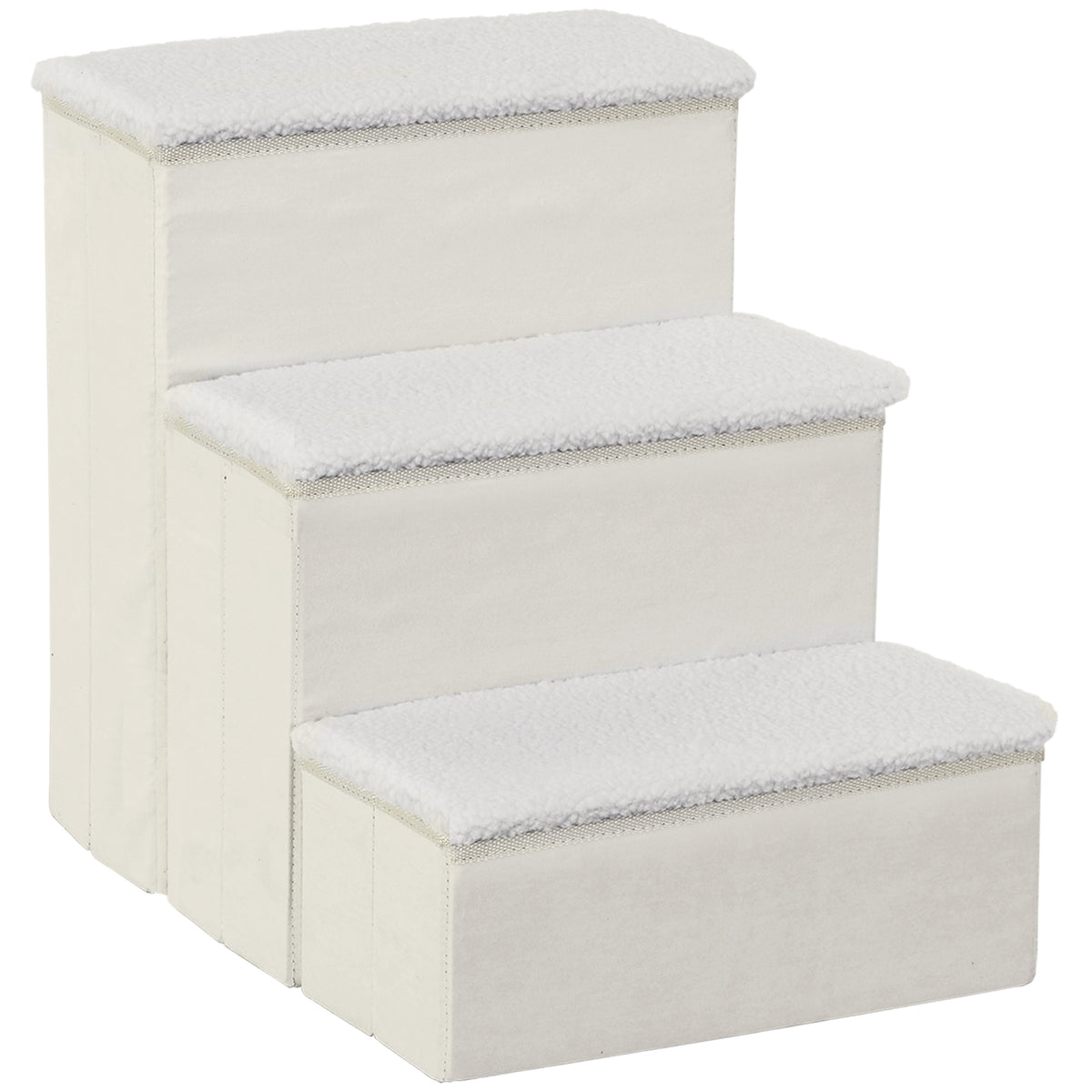 Dog Stairs 3 Steps 48 cm High Pet Stairs for Small and Senior Animals Foldable Cat Stairs Dog Ramp Entry Aid for