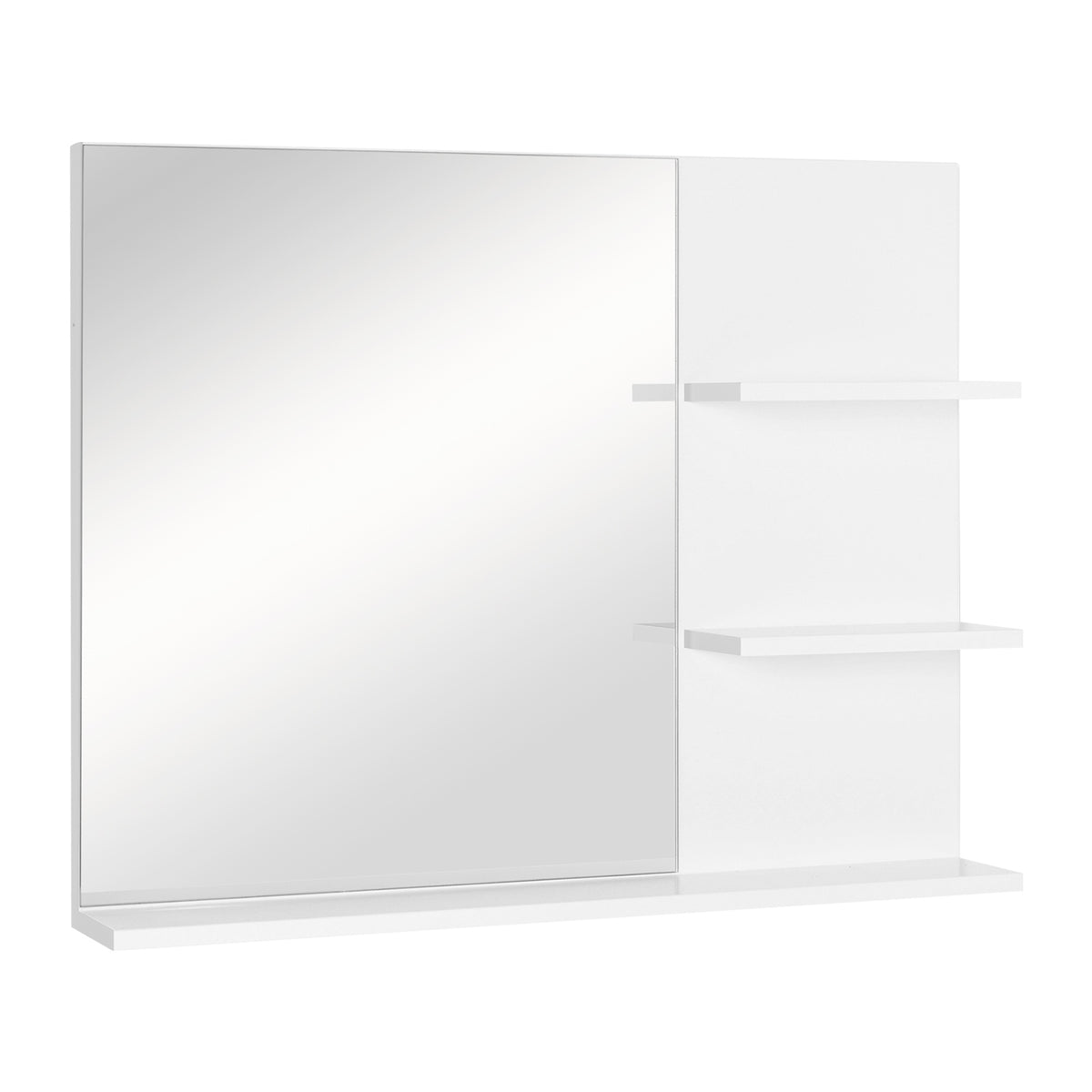 Bathroom mirror with 3 shelves, wall mirror, bathroom mirror, mirror shelf for bathroom, white, 60 x 10 x 48 cm