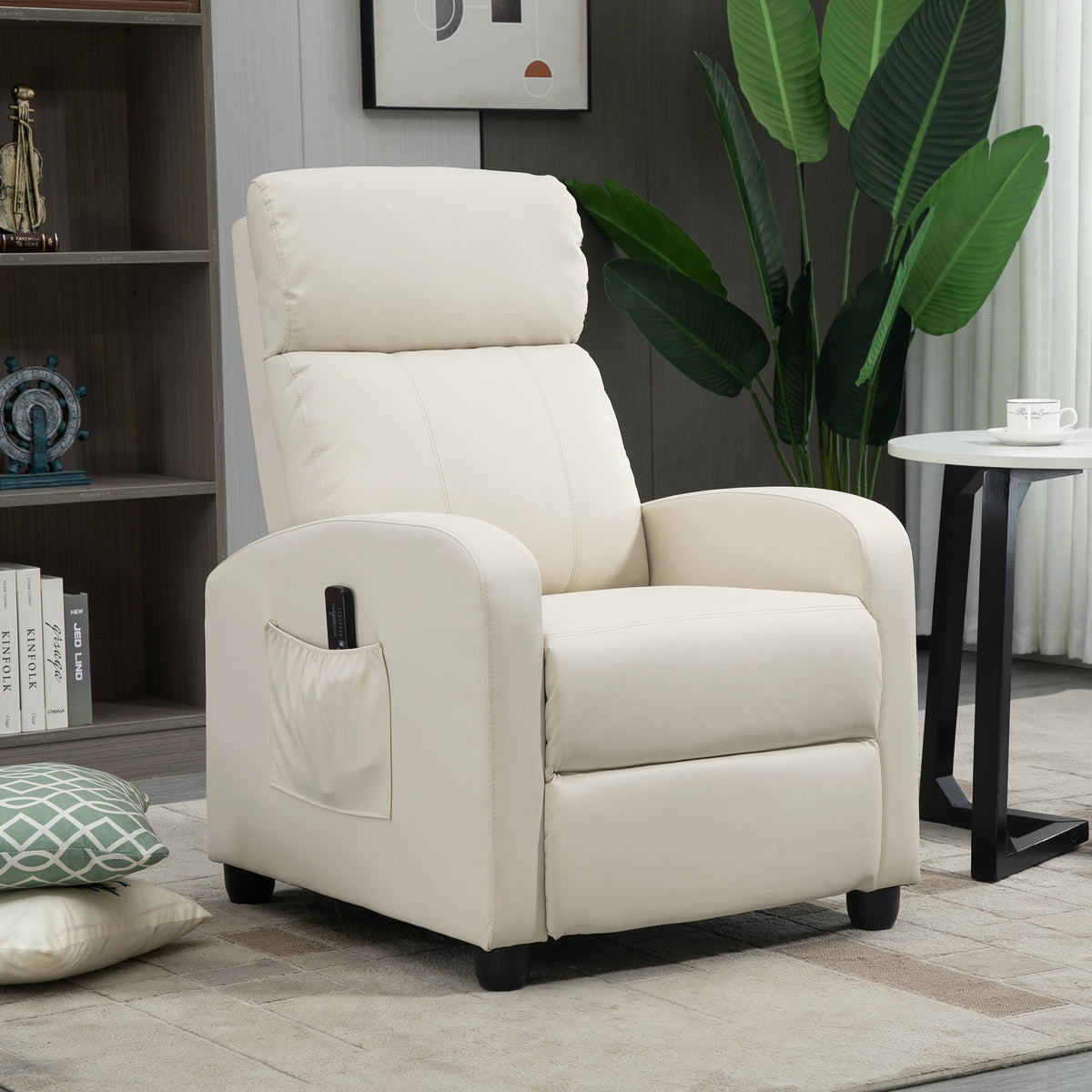 Recliner armchair, TV chair with vibration massage, reclining function, 2 massage points, remote control, 68 x (2)