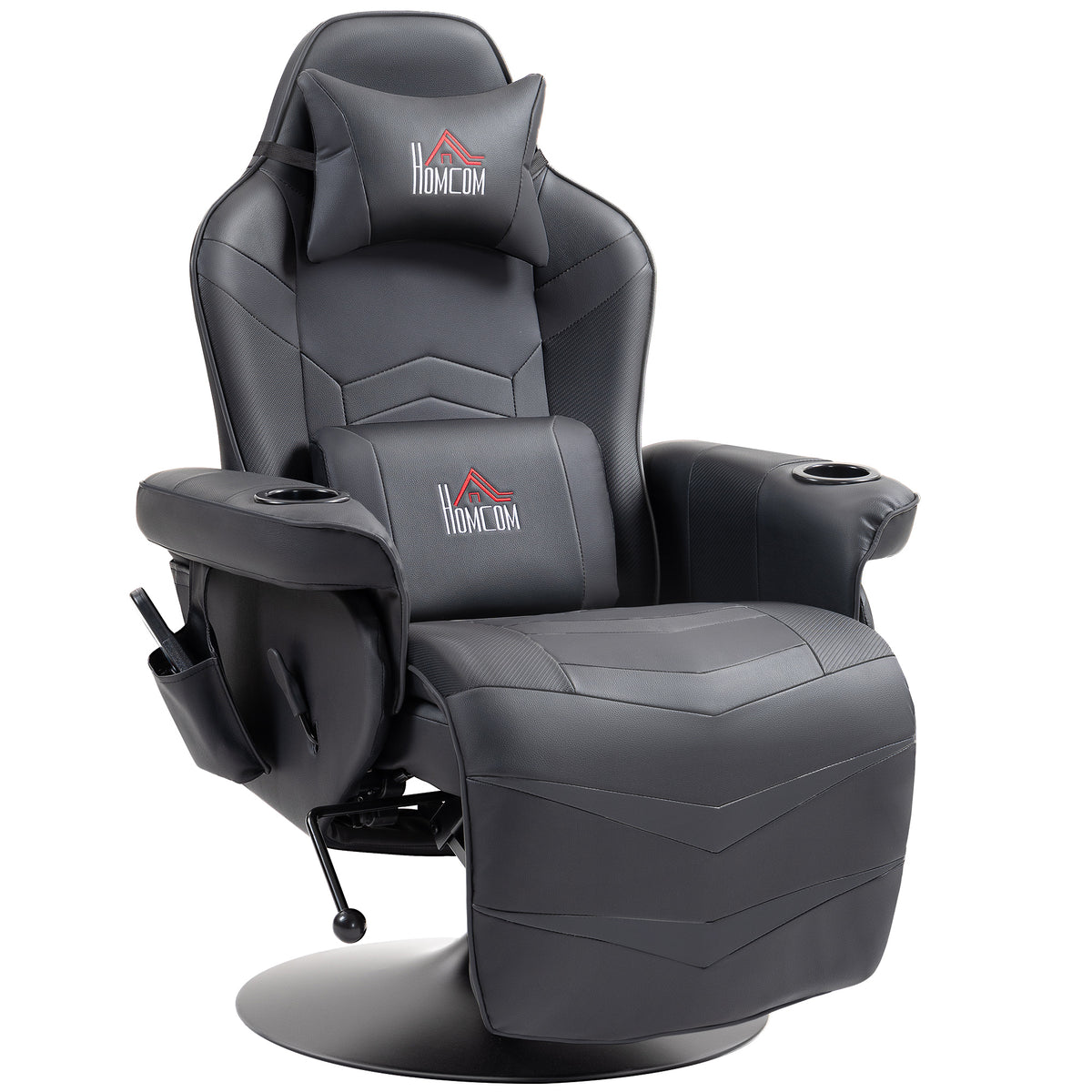 Gaming chair, massage function, reclining backrest, footrest, up to 120 kg, steel frame, faux leather, black