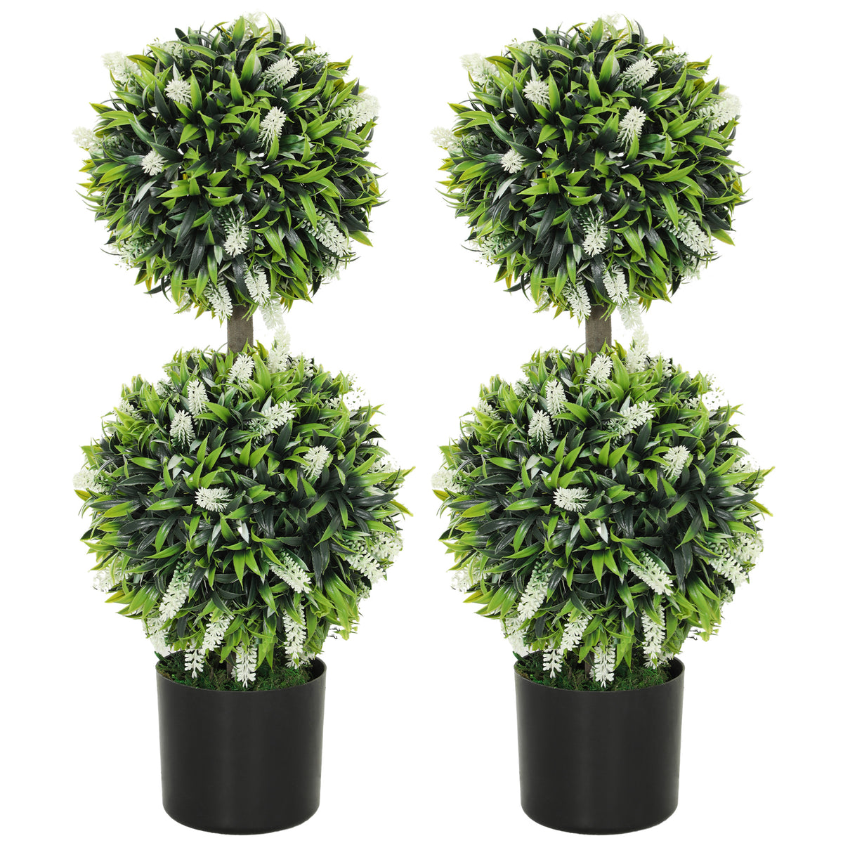 Set of 2 artificial plants, UV-resistant faux plant in flower pot, 70 cm indoor plant for living room, garden