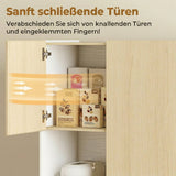 170 cm kitchen cabinet, modern cabinet with open compartment, adjustable shelves, natural wood look (7)