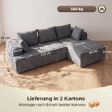 3-seater L-shaped corner sofa with ottoman, convertible chenille cloud sleeper sofa with pocket spring (3)