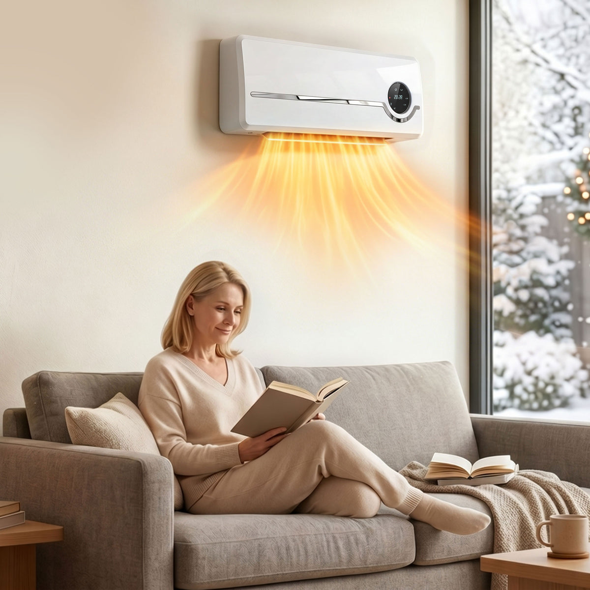 Wall-mounted fan heater 2000W ceramic wall heater with fan, remote control, 2 heating modes, LED display (2)