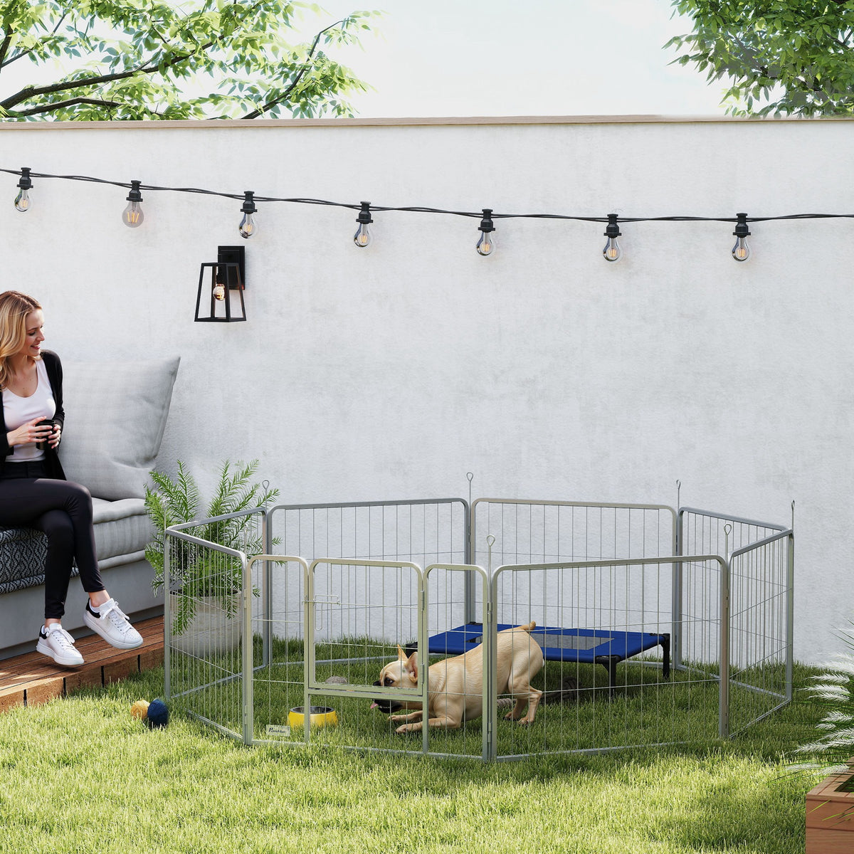 Pet enclosure, dog fence, pet playground, flexibly adjustable, stainless steel (2)