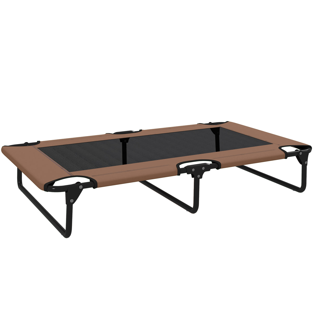 Portable elevated dog bed, raised pet bed with breathable mesh, for large dogs, coffee