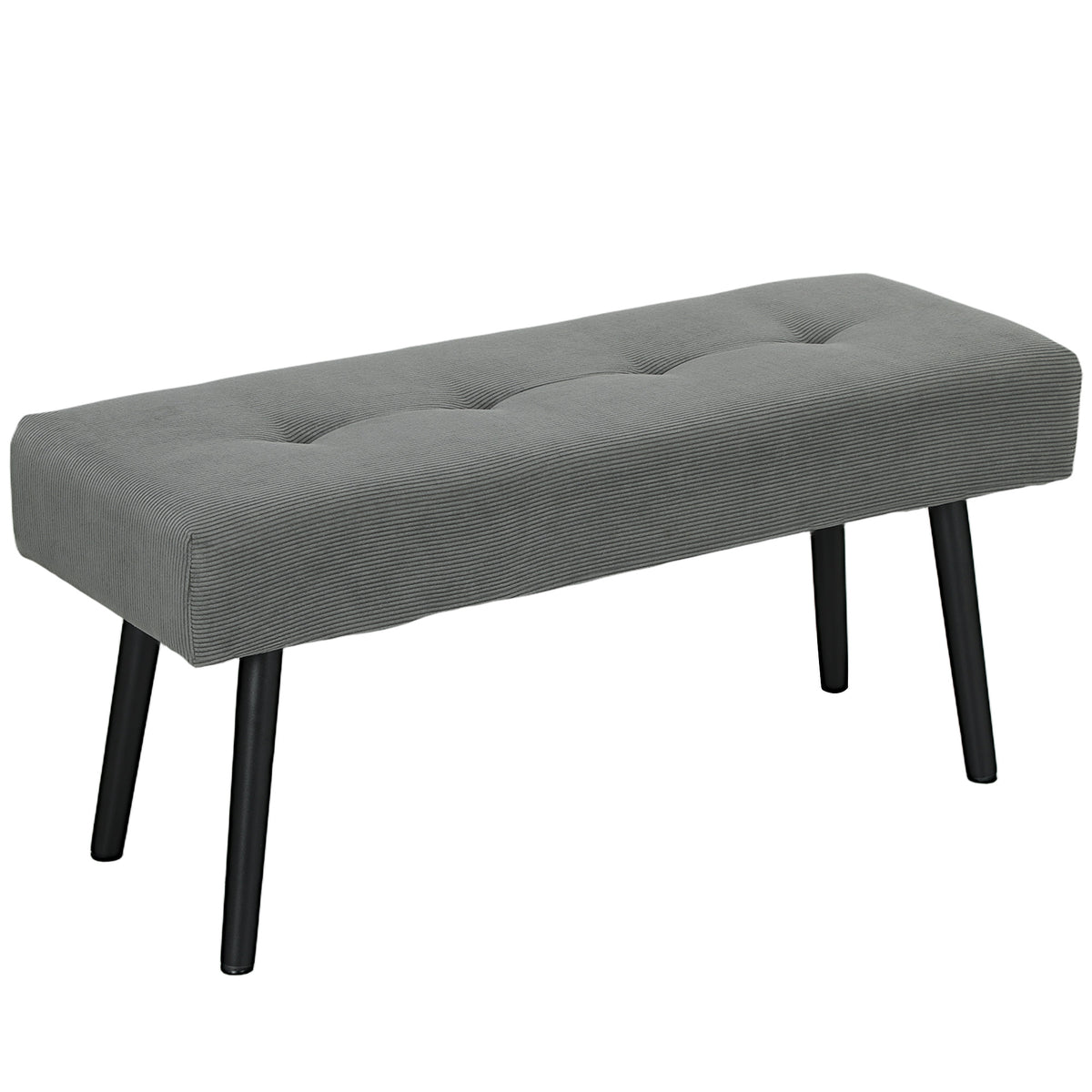 Upholstered bench with corduroy cover, bedroom bench with metal legs, shoe bench 100 x 36 x 45 cm grey