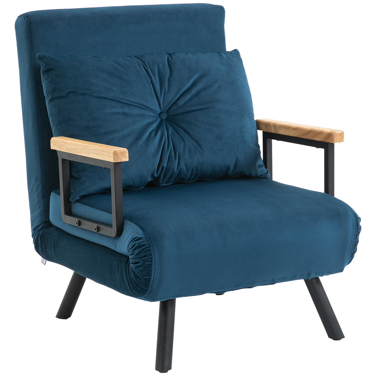 Scandinavian-style recliner, lounge chair, reading chair. Incl. button-tufted cushion, black + natural