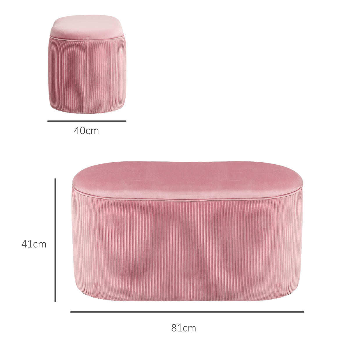 Bench, storage bench, upholstered bench, ottoman, retro design, velvet look, 81 cm x 40 cm x 41 cm, old rose (3)