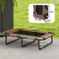 Foldable elevated dog bed pet bed, outdoor dog cot with mesh design coffee Oxford 75 x 51 x 18 cm (3)