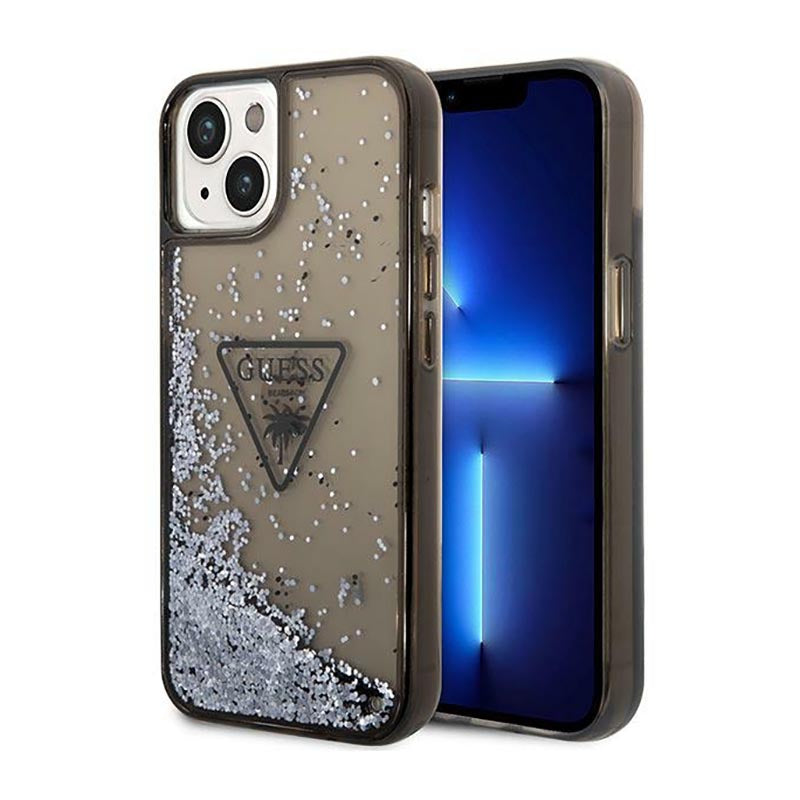 Guess Liquid Glitter Triangle Logo - case for iPhone 14 Plus (black)
