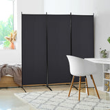 Room divider, 3-panel privacy screen, room separator with metal frame, black (2)