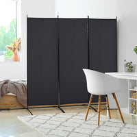 Room divider, 3-panel privacy screen, room separator with metal frame, black (2)
