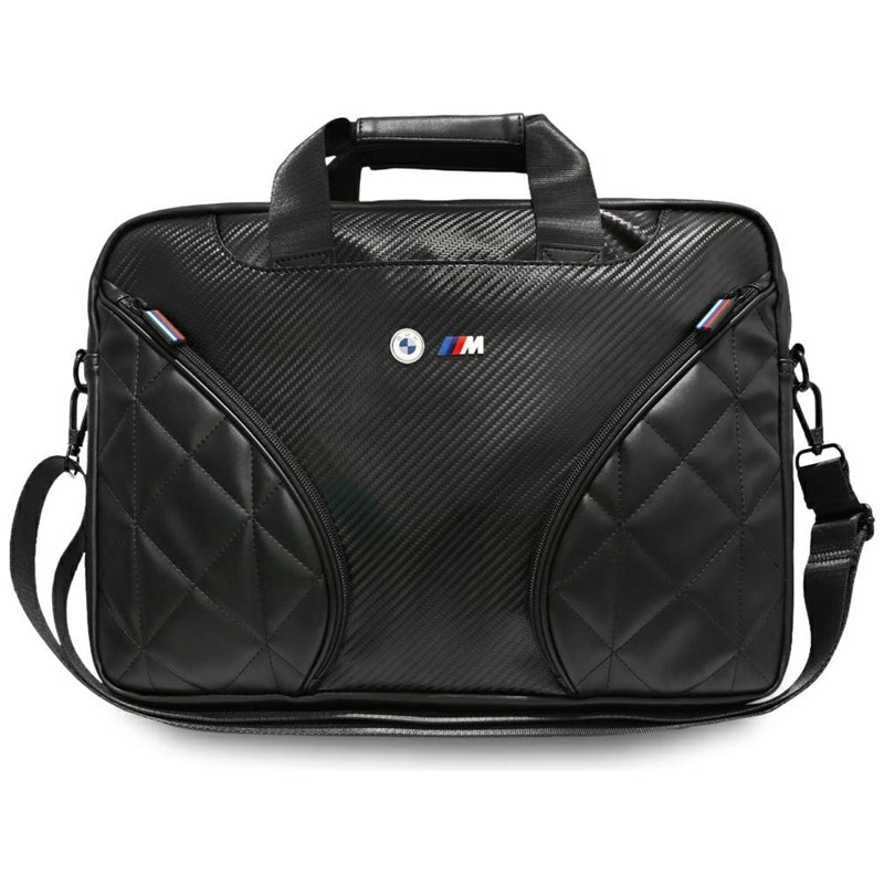 Carbon pockets and metal BMW logo - 16" laptop bag (black)