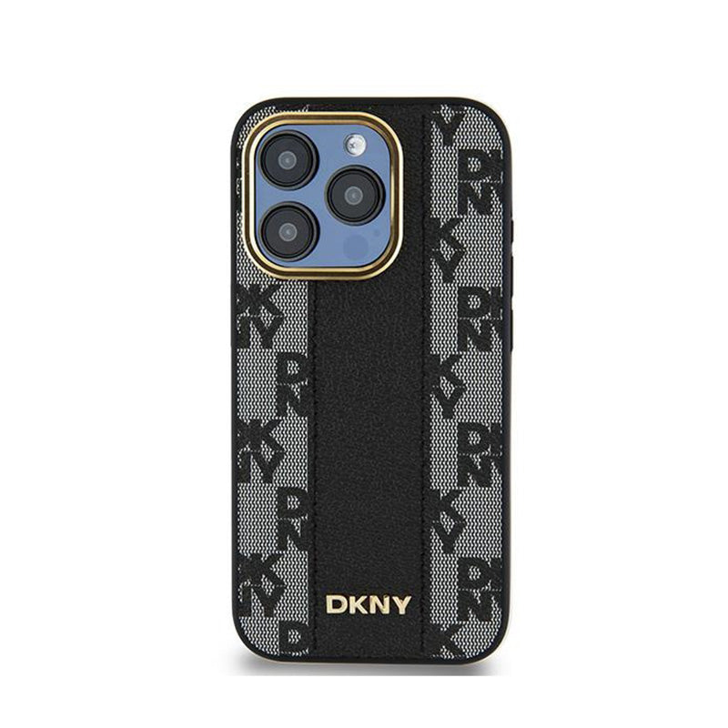 DKNY Leather Checkered Mono Pattern MagSafe - Case for iPhone 15 Pro (Black) (3)