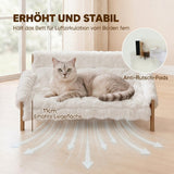 Elevated cat bed with wooden frame, removable cover, cotton filling, and non-slip feet, for cats up to 8 kg (7)