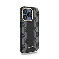 DKNY Leather Checkered Mono Pattern MagSafe - Case for iPhone 15 Pro (Black) (4)