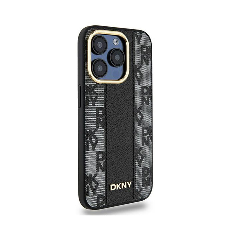 DKNY Leather Checkered Mono Pattern MagSafe - Case for iPhone 15 Pro (Black) (4)