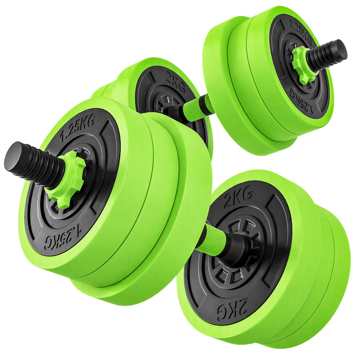 4-in-1 Dumbbell Set 20 kg Adjustable Dumbbell & Barbell Kettlebell Push-up Handles Green