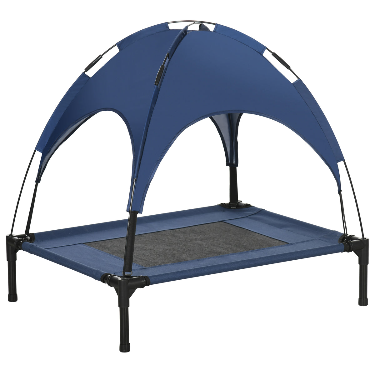 Pet bed with canopy, dog bed, foldable, weather-resistant, blue