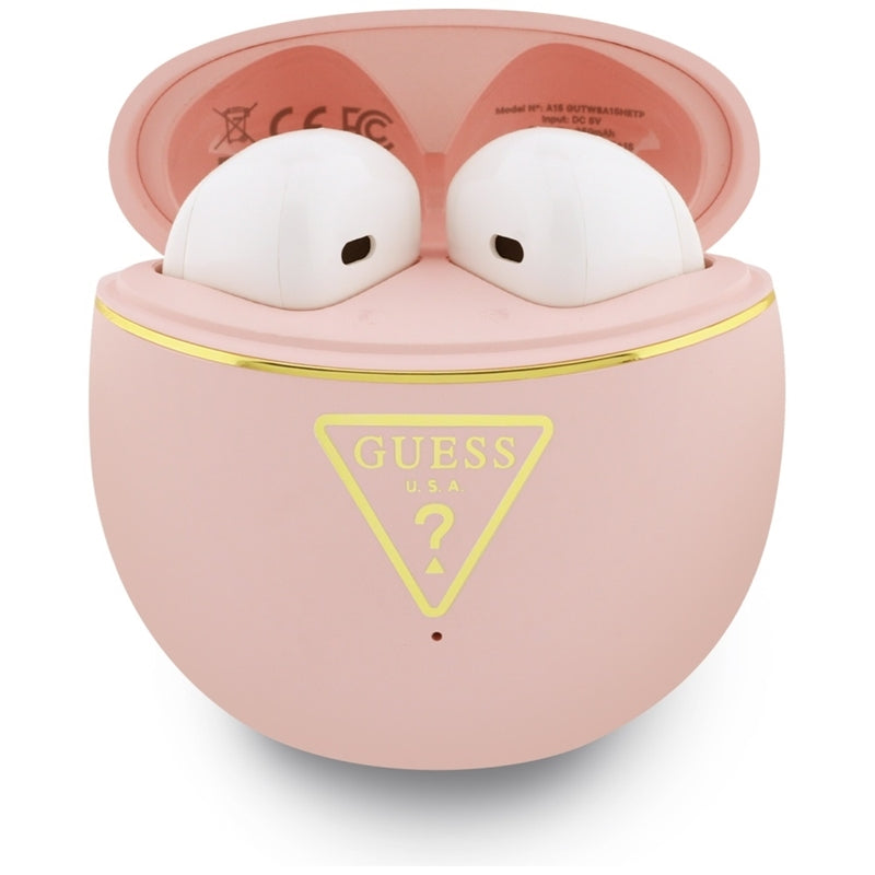 Guess Gold Line Triangle - TWS Bluetooth Earphones + Charging Case (pink) (2)