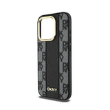 DKNY Leather Checkered Mono Pattern MagSafe - Case for iPhone 15 Pro (Black) (6)