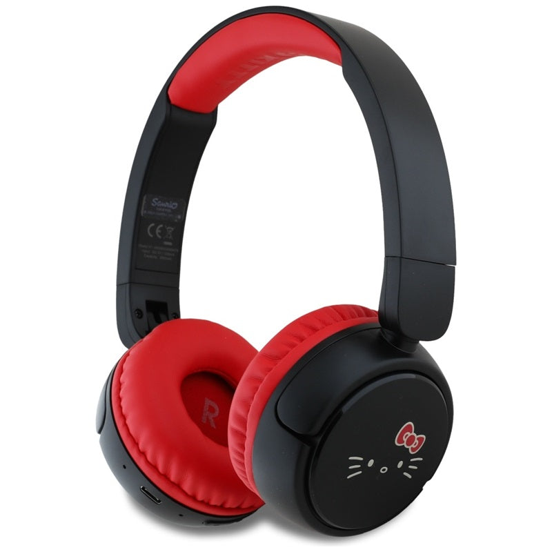 Hello Kitty Face Logo - Wireless Bluetooth V5.3 Headphones (Red)