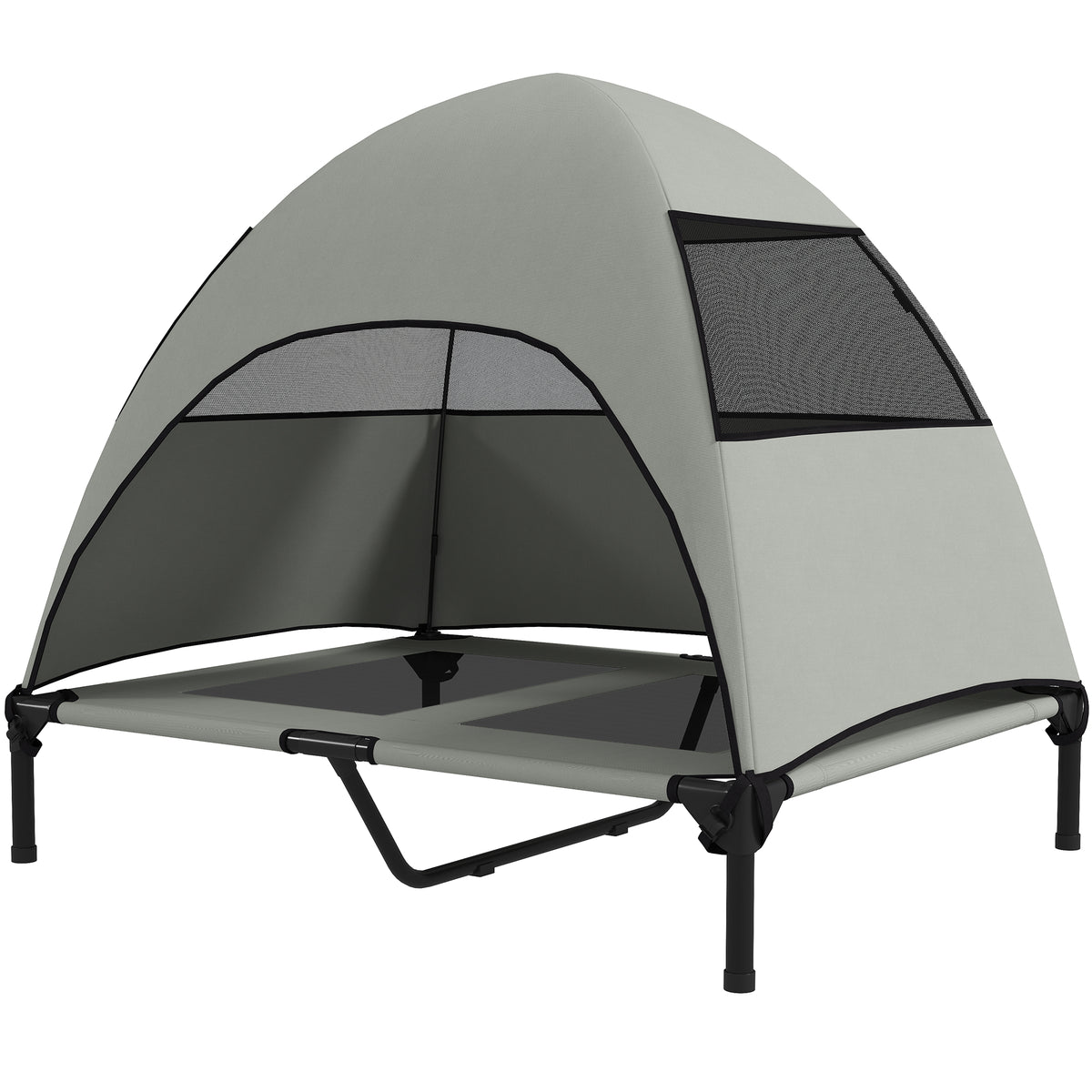 Outdoor Dog Cot with Canopy, Elevated Dog Bed for Large Dogs, 91 x 76 x 90 cm, Light Gray