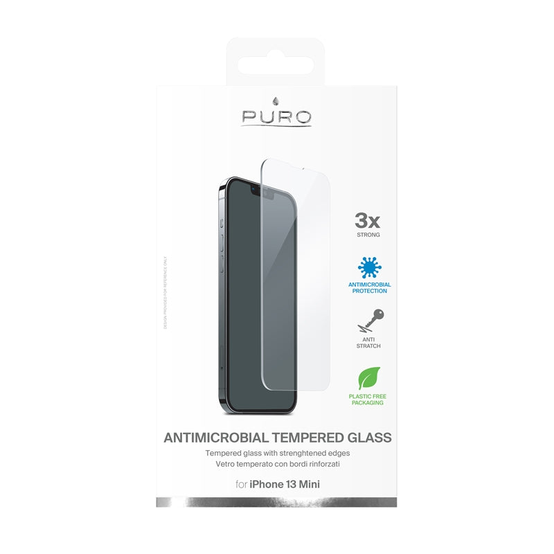PURO antibacterial tempered glass screen protector for iPhone 13 Mini (2)